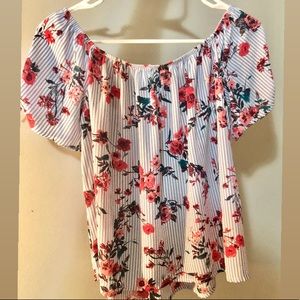 Floral and Striped Women’s Blouse